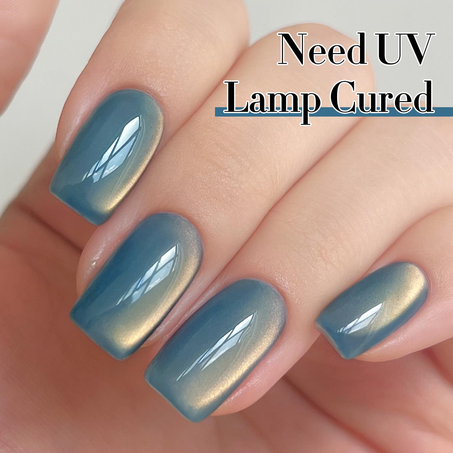 Double Rhythm 15ML Ice Glass Cat Eye Gel Polish with Magnet Holographic Glitter Shimmer Translucent Sheer Color Salon Soak Off Magnetic Nail at Home (SKy Teal-MC1132)-Velvo Beauty