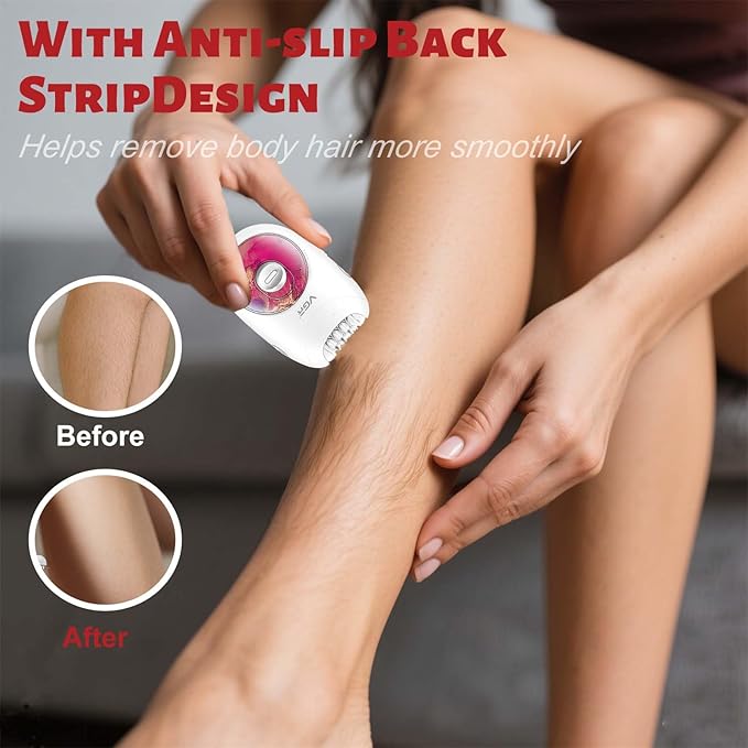 VGR 706 Professional Epilator for Women,Portable Cordless Smooth Glide Hair Removal Device for Legs, Underarm, Back,Full-Body Epilator with 18 Tweezers System, 2 Speeds Hair Removal with Silent Design-Velvo Beauty