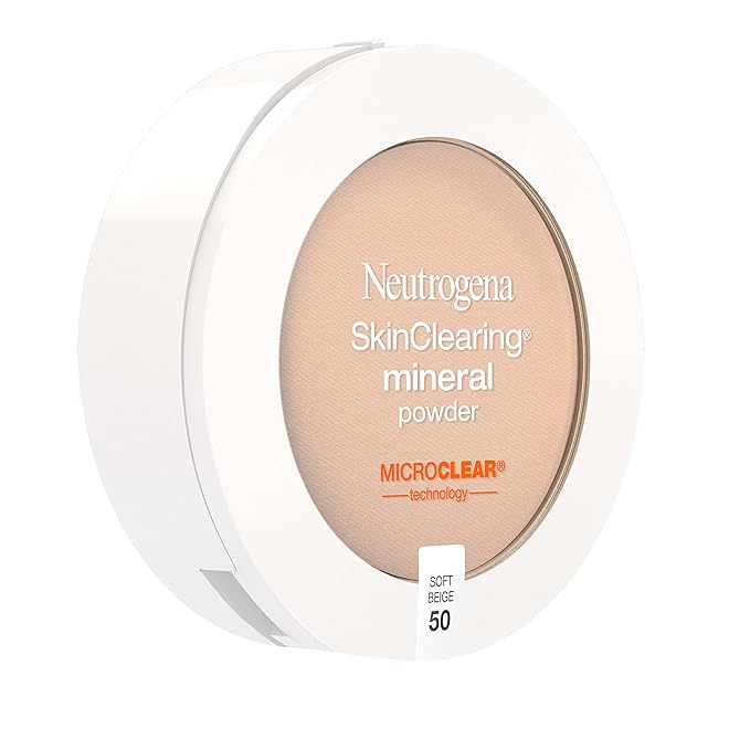 Neutrogena SkinClearing Mineral Acne-Concealing Pressed Powder Compact, Shine-Free & Oil-Absorbing Makeup with Salicylic Acid to Cover, Treat & Prevent Breakouts, Soft Beige 50,.38 oz-Velvo Beauty