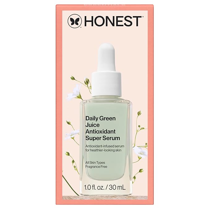 Honest Beauty Daily Green Juice Antioxidant Super Serum | Improves Skin Tone + Texture | Gentle for Sensitive Skin, Fragrance Free, Vegan | 1 fl oz-Velvo Beauty