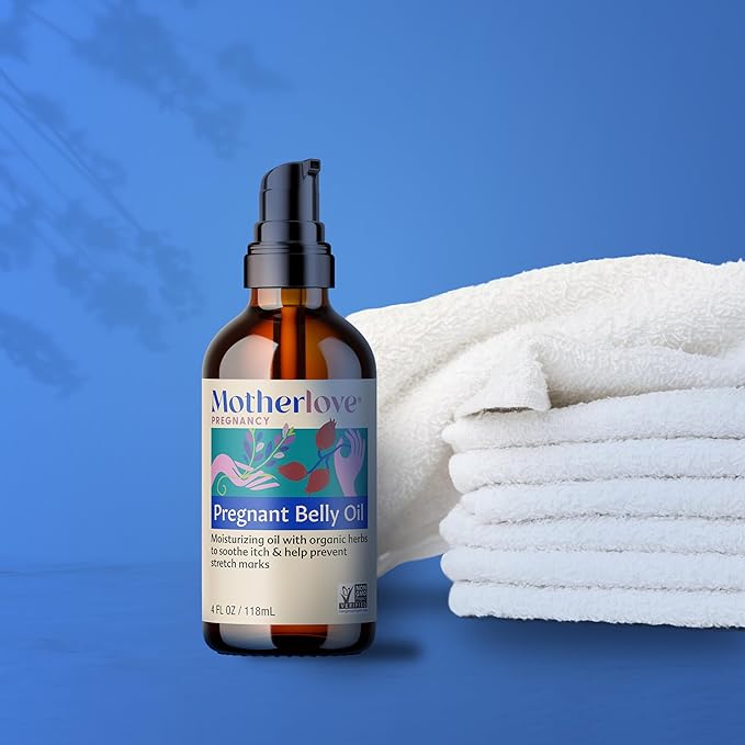Motherlove Pregnant Belly Oil (4 oz) Natural Moisturizer to Soothe Itchy Skin & Prevent Stretch Marks—Non-GMO, Organic Herbs, Vegan-Velvo Beauty