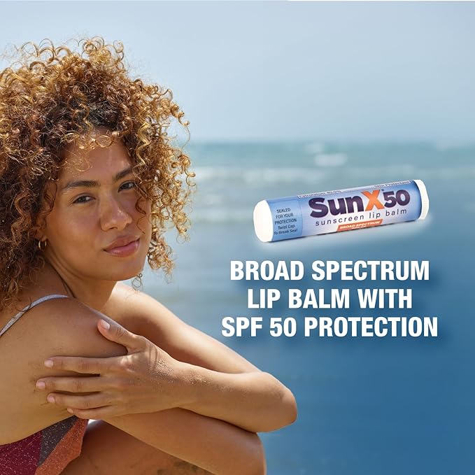 Sun X 50 Lip Balm SPF 50 (Pack of 24) - Lip Sunscreen SPF 50 Water Resistant Up To 80 Minutes and Free Parabens & Oxybenzone - Broad Spectrum (UVA/UVB) Protection-Velvo Beauty