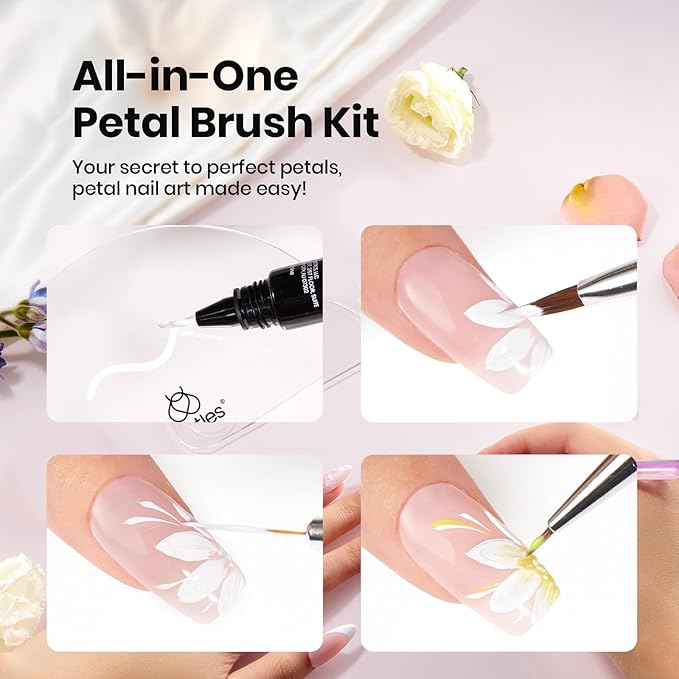 Beetles Nail Art Brushes Set for Gel Polish 3 Pcs Nail Art Design Pen and One White Painting Gel All-in-One Petal Brush Kit Flower DIY with Palette Dotting Manicure Tool Set-Velvo Beauty