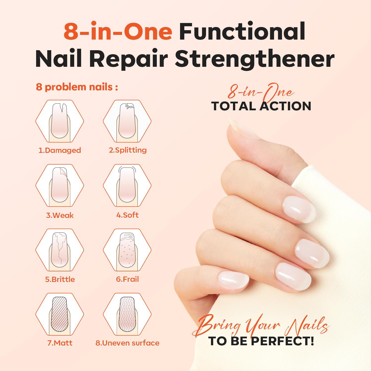 modelones Nail Strengthener Milky White Nail Polish Nails Repair for Damaged Nails Growth and Strentgthener Ridge Filler for Nail Strengthening Polish 15ml-Velvo Beauty