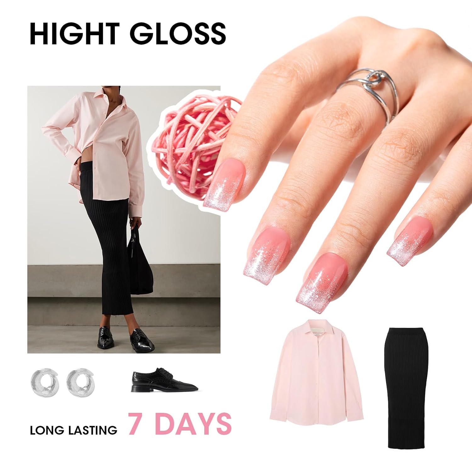 GELLEN Clear Pink Nail Polish, Sheer Pink Jelly Natural Regular Nail Polish Quick Dry Summer 6 Light Colors Set for Acrylic Natural Nails Home Salon, Chip Resistant, Non UV Gel, Hema Free, Non Toxic-Velvo Beauty