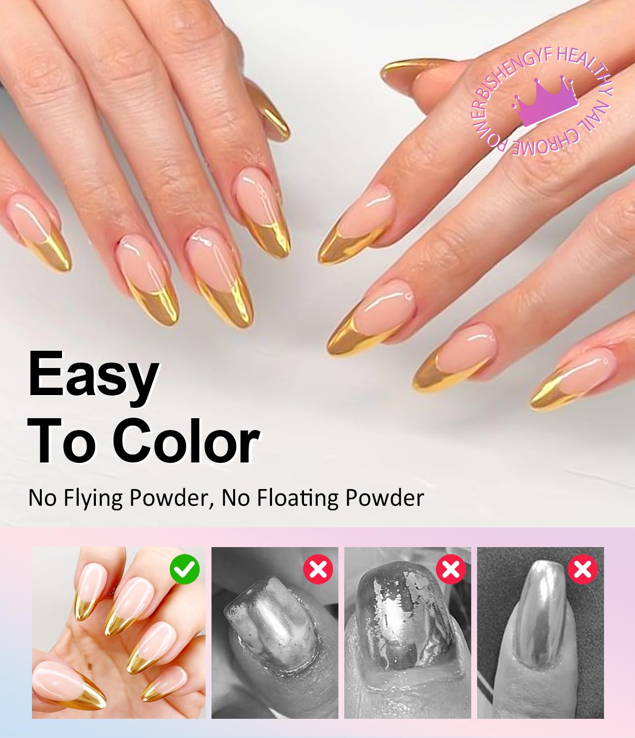 Mermaid Gold Chrome Nail Powder: 6 Colors Mirror Effec Green/Pearl Chrome Nail powder,Magic Mermaid Pink Chrome Nail Powder Pigment for Nail Art Design Home DIY（Laser/Silver）-Velvo Beauty