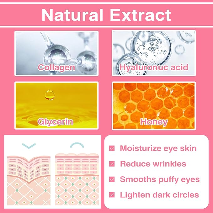 60pcs Under Eye Mask, Pink Collagen Under Eye Patches for Puffy Eyes & Dark Circles Treatments, Reduce Under Eye Bags Smooth Wrinkles, Lighthen Fine Lines, Moisturizing Under Eye Masks-Velvo Beauty