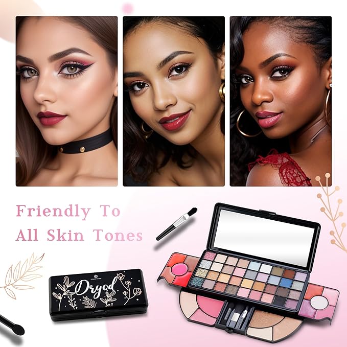 Color Nymph All In One Makeup Sets for Teens Women, Portable Travel Office Makeup Kit Gift for Girls with 36-Colors Eyeshadows Facial Blusher Lip Gloss Pressed Powder Mascara Brushes Mirror-Velvo Beauty