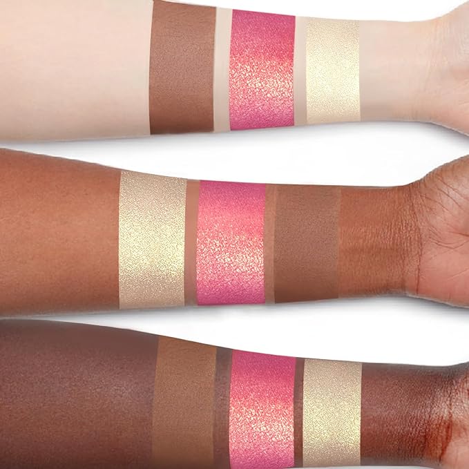 3Pcs Contour Highlighter Cream Blush Stick for Cheeks Eyes Lips Lightweight Dewy Finish Blush Stick Waterproof Long Lasting Contour Stick Trio Wand Face Makeup Set for Girls and Women (1+3+4)-Velvo Beauty