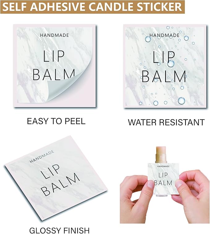CRASPIRE Lip Balm Labels 80pcs Homemade Lip Balm Labels 2” Clear Lip Balm Labels for Tubes Printable Waterproof Lip Balm Stickers Labels for Lip Balm Handcream Candle Container（Marble Pattern）-Velvo Beauty