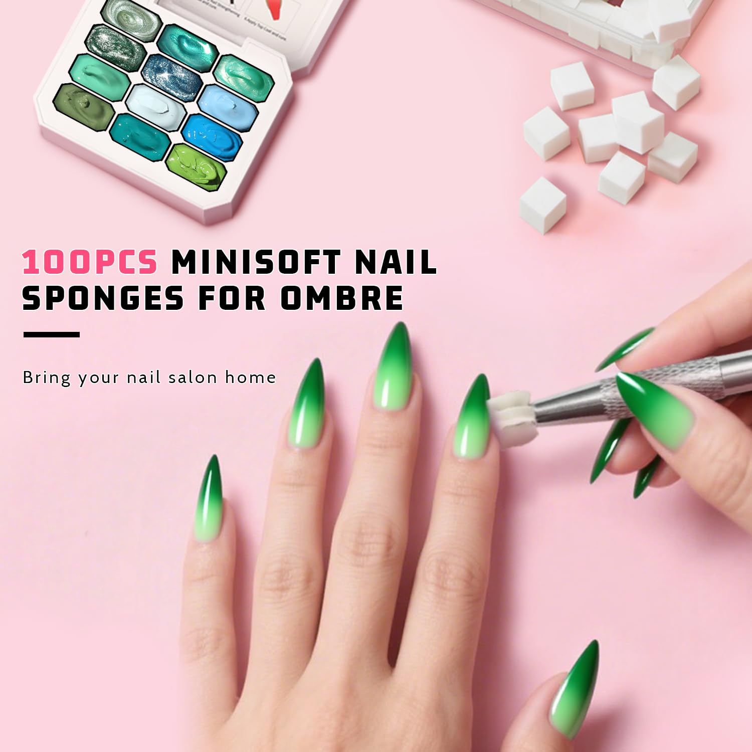 Sponge Pat Paint Nail Gel, Ombre Nails Gradient Gel Nail Blush Blooming Aura Nails Drawing Stripper Floral Painting DIY Nail Art, No Wipe, UV/LED Curing (12 Colors L)-Velvo Beauty