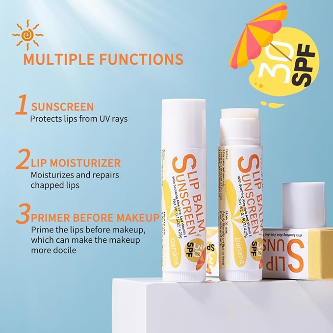 Spf 30 Lip Balm, 3Pcs Sunscreen Lip Balm, Lip Balm With Spf, Flavored Lip Balm, Vitamin E Lip Balm Set, Aloe Vera Hydrating Lip Balm for Women Gilrs-Velvo Beauty