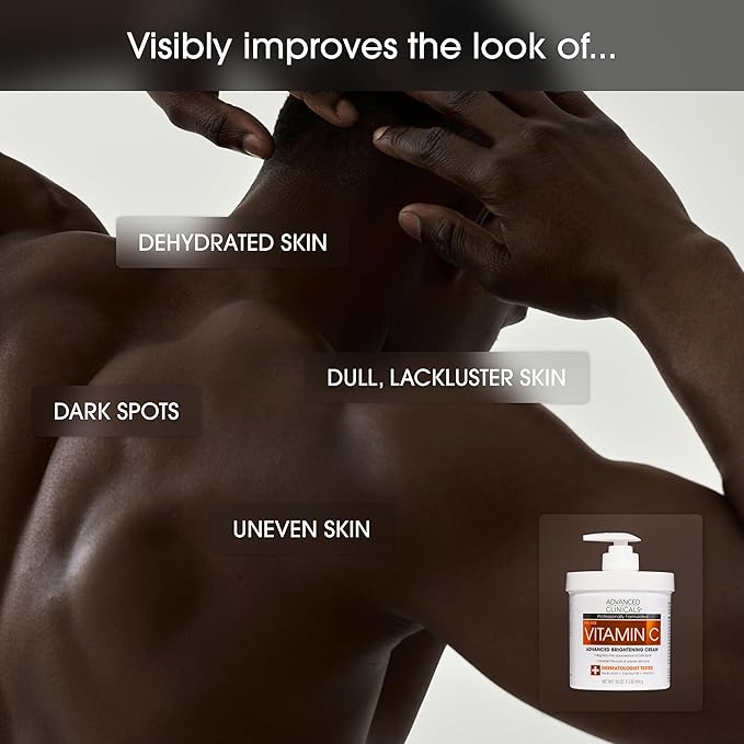 Advanced Clinicals Vitamin C Cream Visibly Brightening Body Lotion | Vitamin C Moisturizer Skin Care Body Cream For Women & Men Visibly Improves Look Of Dark Spots & Uneven Skin Tone, W/Travel Size-Velvo Beauty