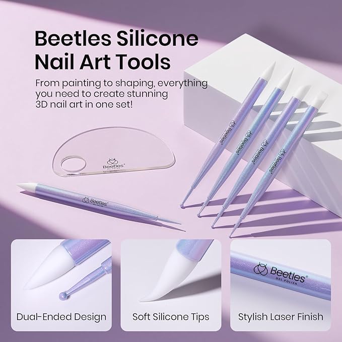 Beetles 5PCS Nail Art Dotting Tools Nail Art Sculpture Pen, Dual-Head Resin Nail Art Tools, Carving Drawing Tool, Silicone Brushes Set Pottery Clay Sculpting Tools Modeling Painting Tool DIY Art-Velvo Beauty
