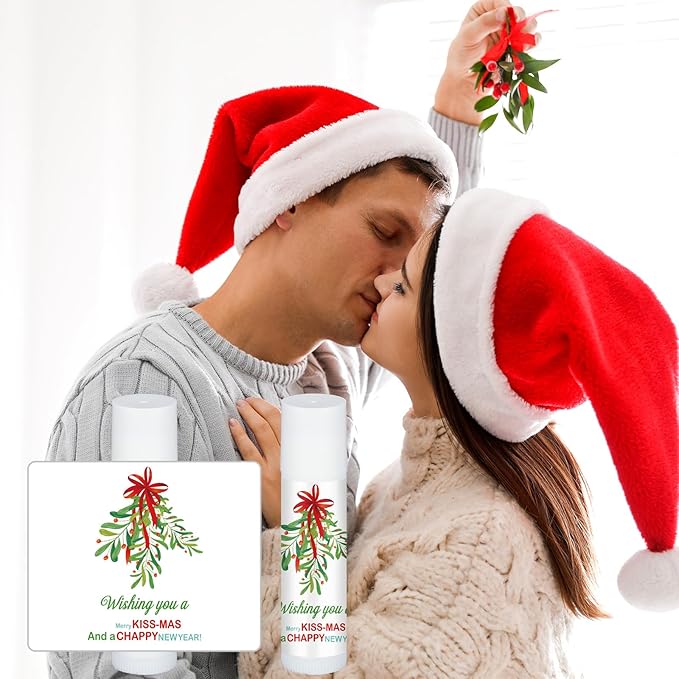 50 Pcs Christmas Lip Balms Mistletoe Gifts Bulk Christmas Vanilla Flavors Lip Balms Lips Moisturizer for Christmas Stocking Stuffers Xmas Party Supplies Favors-Velvo Beauty