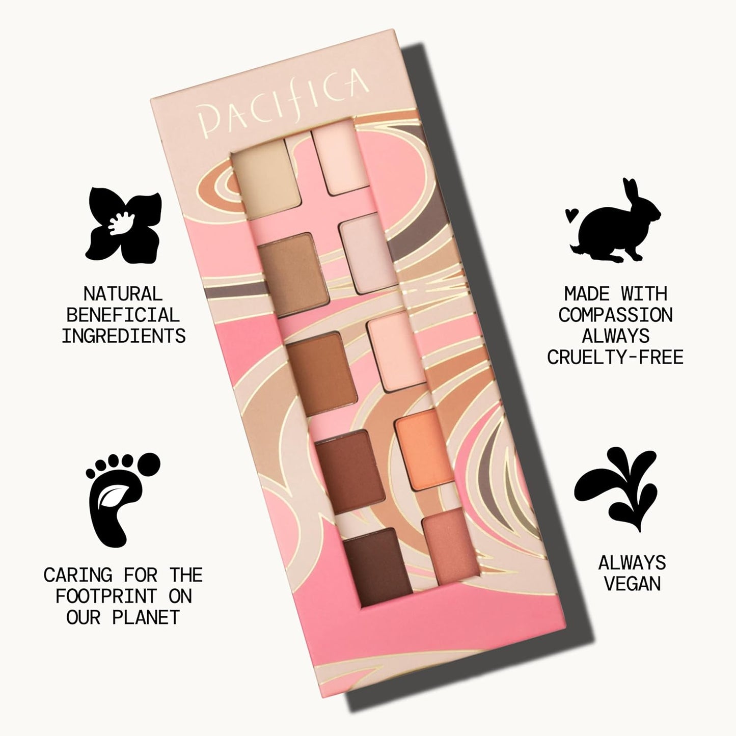 Pacifica Pink Nudes Mineral Eyeshadow Palette, 10 Neutral Shades, For Natural or Smoky Eye Look, Naked Eye Makeup, Longwearing & Blendable, Vegan, Cruelty Free Ophthalmologist Tested-Velvo Beauty