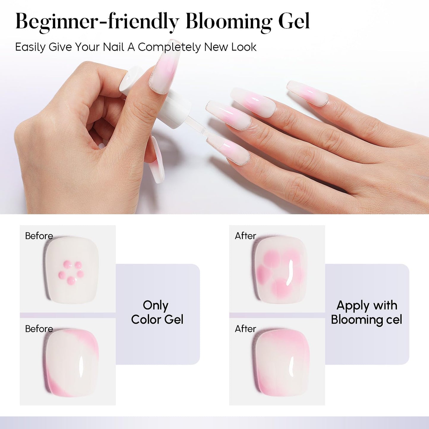 AIMEILI Gel Nail Polish Nail Glue Blooming Builder Rubber Base 4pcs, Cruelty Free, Vegan, U V LED Nail Art-Velvo Beauty