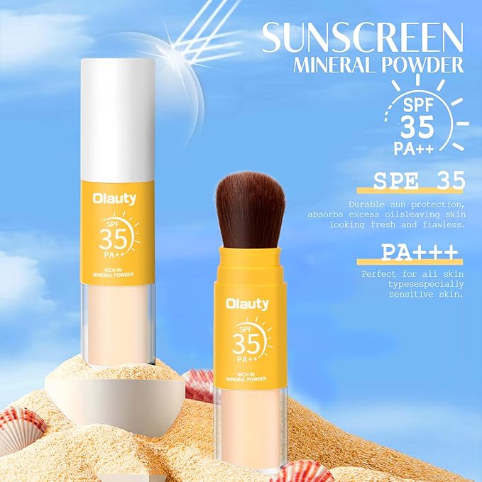 Mineral Sunscreen Setting Powder, SPF 35, Translucent Brush Setting Powder for Face, Long Lasting Oil Control Matte Loose Powder, Lightweight, Breathable (01# Translucent)-Velvo Beauty