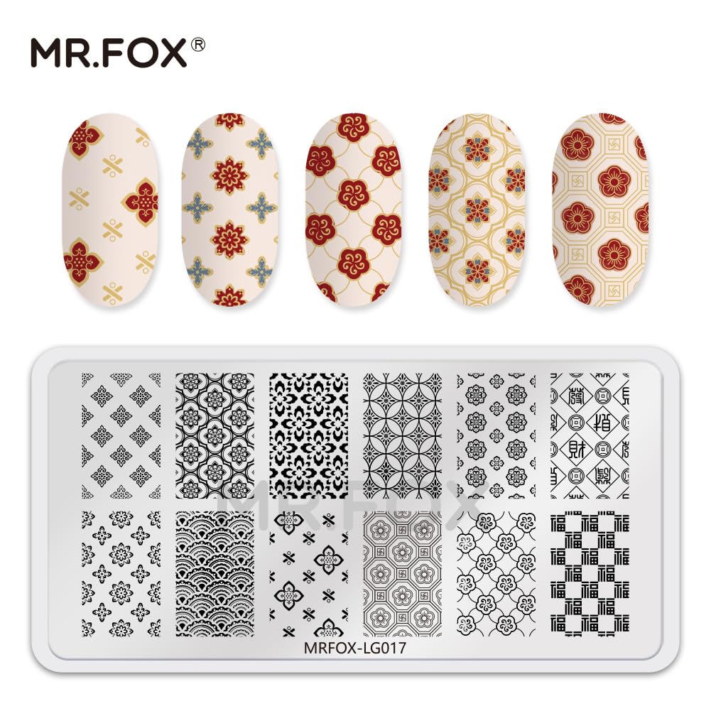 6 Pcs Nail Plates Stamping Set Dragon Patterned Chinese Traditional Decoration Style Nail Art DIY Stamping Template-Velvo Beauty