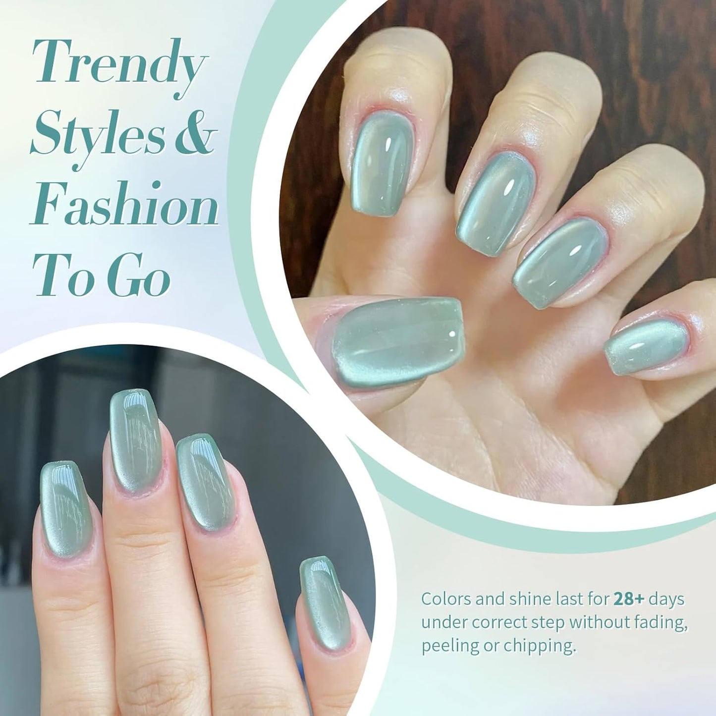 Born Pretty Cat Magnetic Eye Gel Nail Polish, Green Moonlight Cat Magnetic Gel, Glass Shiny Effect Green Soak Off Nail Art Salon Manicure Home Gift 15ml-Velvo Beauty