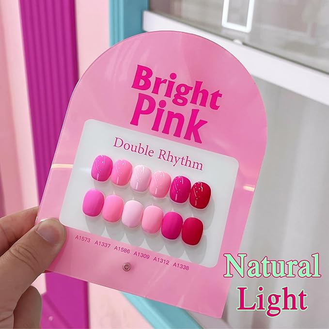 Double Rhythm 6 Pcs 15 ML Gel Polish Set Same Color Same Bottle Soak Off Gel Polish Kit Nail Art Manicure Salon DIY at Home for Women (Bright Neon Light Pink Purple-T6-13)-Velvo Beauty
