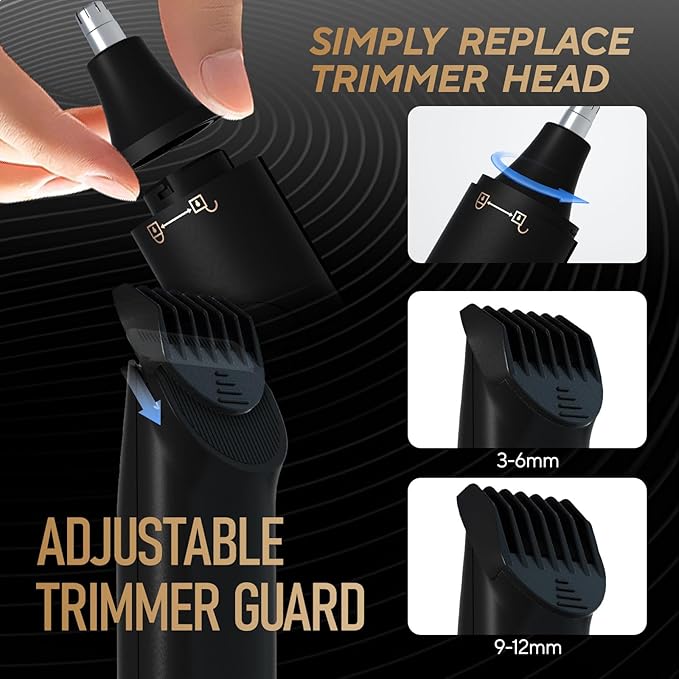 All in 1 Groin & Body Hair Trimmer for Men Bikini Trimmer Women Electric Ball Pubic Shaver IPX7 Waterproof Wet & Dry Use Versatile Shaver for Temple Groin Nose Ear Hairs Beard, Black-Velvo Beauty