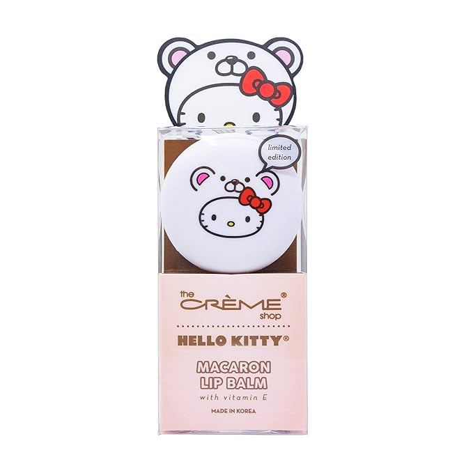 The Crème Shop x Sanrio Hello Kitty Macaron Lip Balm Korean Cute Scented Pocket Portable Soothing Cruelty-Free (Hello Kitty White Chocolate)-Velvo Beauty