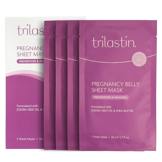TriLASTIN Belly Masks - Belly Masks for Pregnant Women - Hydrating & Soothing for Itchy Skin - Reduces Stretch Marks - Safe for Sensitive Skin - Paraben & Phthalate-Free - Made in USA - 4 Pack-Velvo Beauty