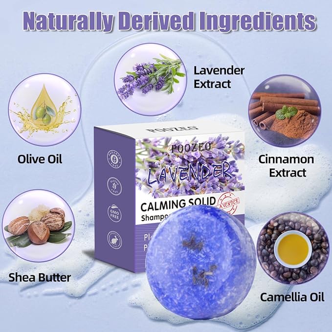 2 Pack Lavender Shampoo Bar,Solid Hair Bar And Conditioner Effect Hair Soap,Organic Shampoo Bars For Hair With All Natural Plant Based Essential Oils,Stocking Stuffers,Gifts for Women-Velvo Beauty