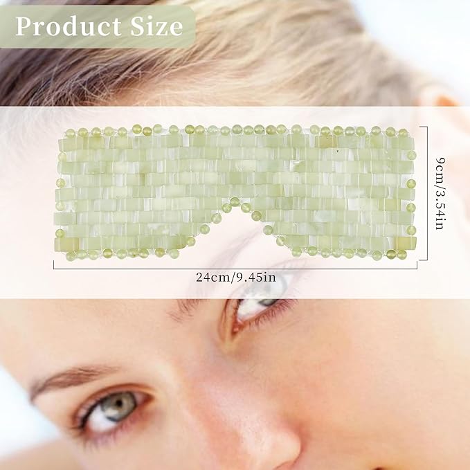 Jade Eye Mask, Eye Mask for Relaxation, Reusable Jade Eye Mask Hot or Cold Using Jade Mask Eyes Sleeping Mask for Alleviate Puffiness Face Massage Relax Eyes Meditation Beauty-Velvo Beauty