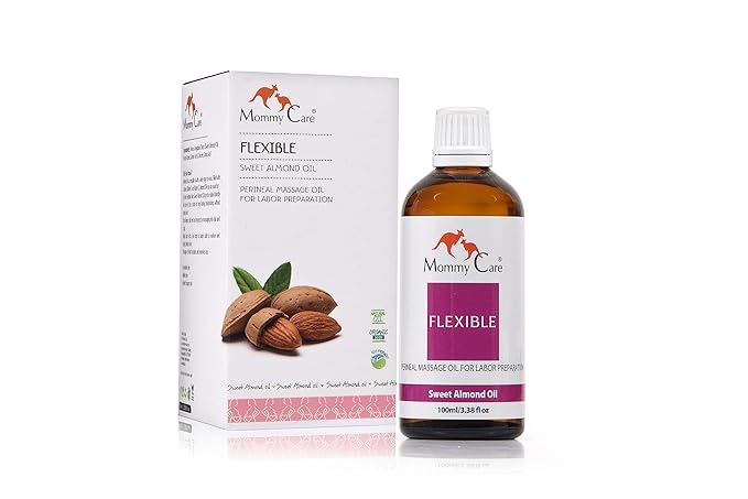 Mommy Care Perineal Massage Oil Labor Preparation, Flexible Perineal Massage Oil, Sweet Almond Oil For Pregnancy and Postpartum Recovery 100ml/3.38 fl.oz Certified Organic All Natural-Velvo Beauty