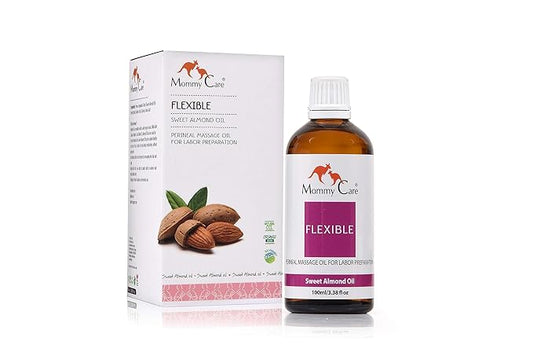Mommy Care Perineal Massage Oil Labor Preparation, Flexible Perineal Massage Oil, Sweet Almond Oil For Pregnancy and Postpartum Recovery 100ml/3.38 fl.oz Certified Organic All Natural-Velvo Beauty