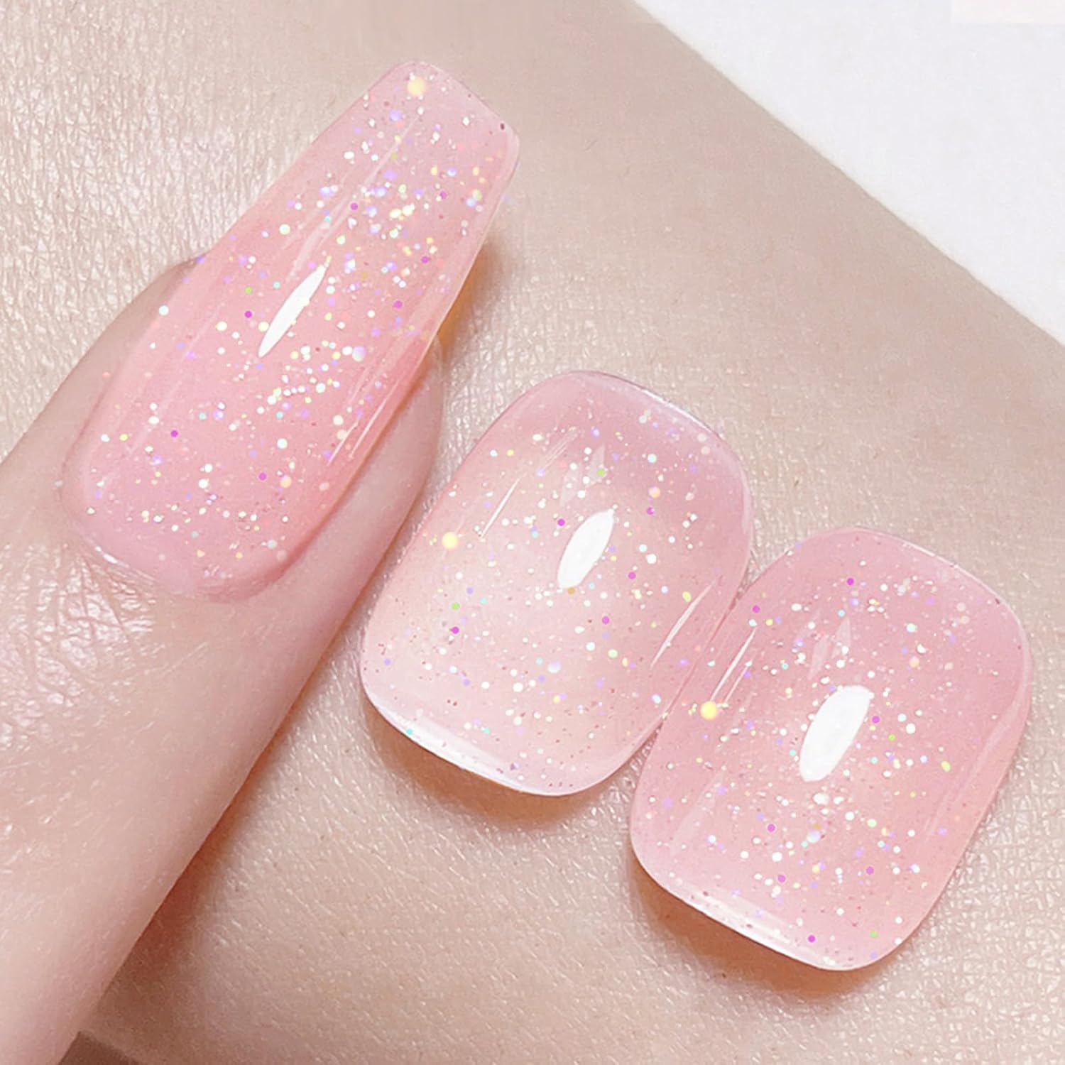 Born Pretty French Manicure Kit, Nail Stamper and 2Pcs Gel Nail Polish, Include Jelly Glitter Pink White Colors for French Tip, U V Light Cure-Velvo Beauty