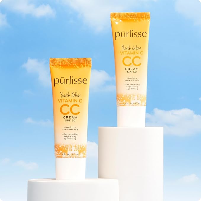 pürlisse Youth Glow Vitamin C CC Cream with SPF 50 - Color Corrector Enriched with Sea Buckthorn, Vitamin C & Hyaluronic Acid - Boosts Radiance & Youthfulness - Paraben-Free - Fair (1.4 oz)-Velvo Beauty