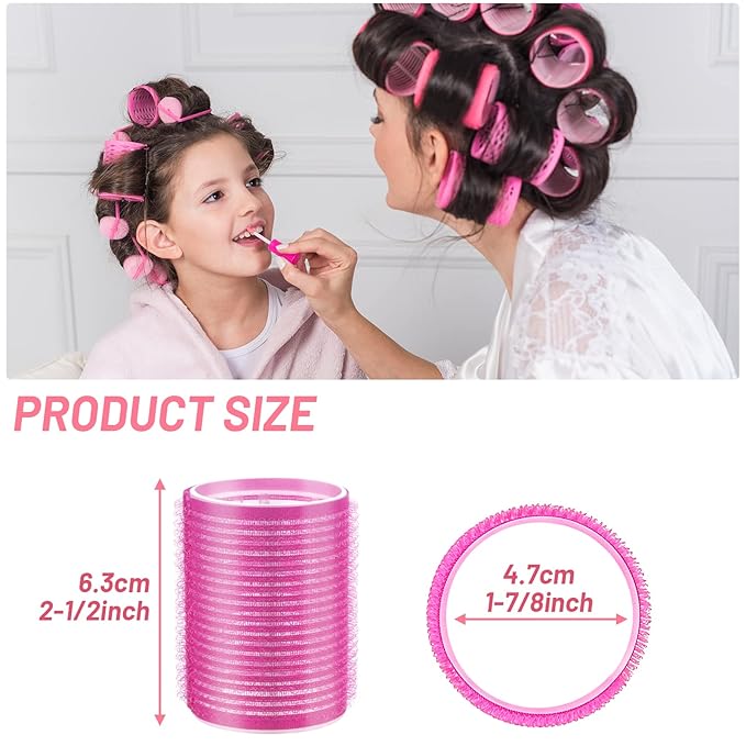 Big Self-Grip Hair Rollers with Stainless Steel Duckbill Clips for Long, Medium Hair and Volume-Velvo Beauty