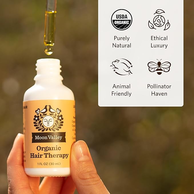Moon Valley Organics Hair Therapy for Extra Thick Hair - With MCT Oil, Jojoba Oil, Argan Oil, And Rosemary - Reduce Frizz, Hydrate, Heal Damaged Hair-Velvo Beauty