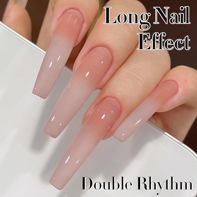 Double Rhythm Translucent Gel Polish Sheer Neutral Natural Light Milky Same Color Same Bottle 15ML Jelly Nail Polish Nail Art DIY at Home (Milky Nude Purple-A1414)-Velvo Beauty