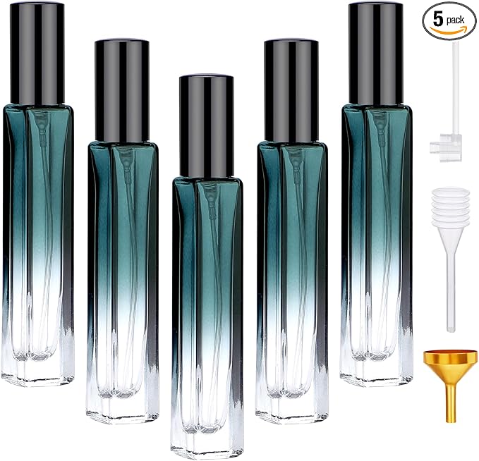 Segbeauty Refillable Perfume Bottle Travel, 5pcs 10ML Mini Glass Spray Bottles for Perfume, Empty Fine Mist Cologne Sprayer Portable Sample Container Atomizer for Dispensing Toilteries Liquid Cosmetic-Velvo Beauty