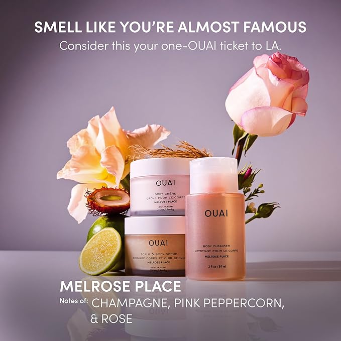 OUAI Body Cleanser Travel Size, Melrose Place - Foaming Body Wash with Jojoba Oil & Rosehip Oil to Hydrate, Balance & Soften Skin - Paraben, Phthalate, Sulfate Free Skin Care Products (3 Fl Oz)-Velvo Beauty