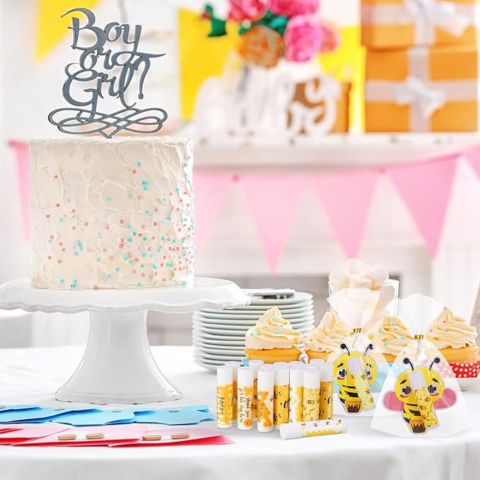 48 Sets Bee Lip Balm with Bee Themed Thank Card Tags Baby Shower Favor Bulk Bee Themed Gifts for Baby Shower Baptism Birthday Party Supplies Christmas Party-Velvo Beauty