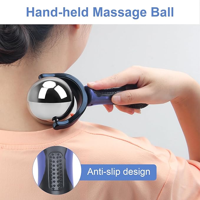 Cold Massage Roller Ball, Cold Therapy Relief, Portable Fitness Ice Roller Ball with Handle, Great Tool for Back/Neck Pain (Blue)-Velvo Beauty