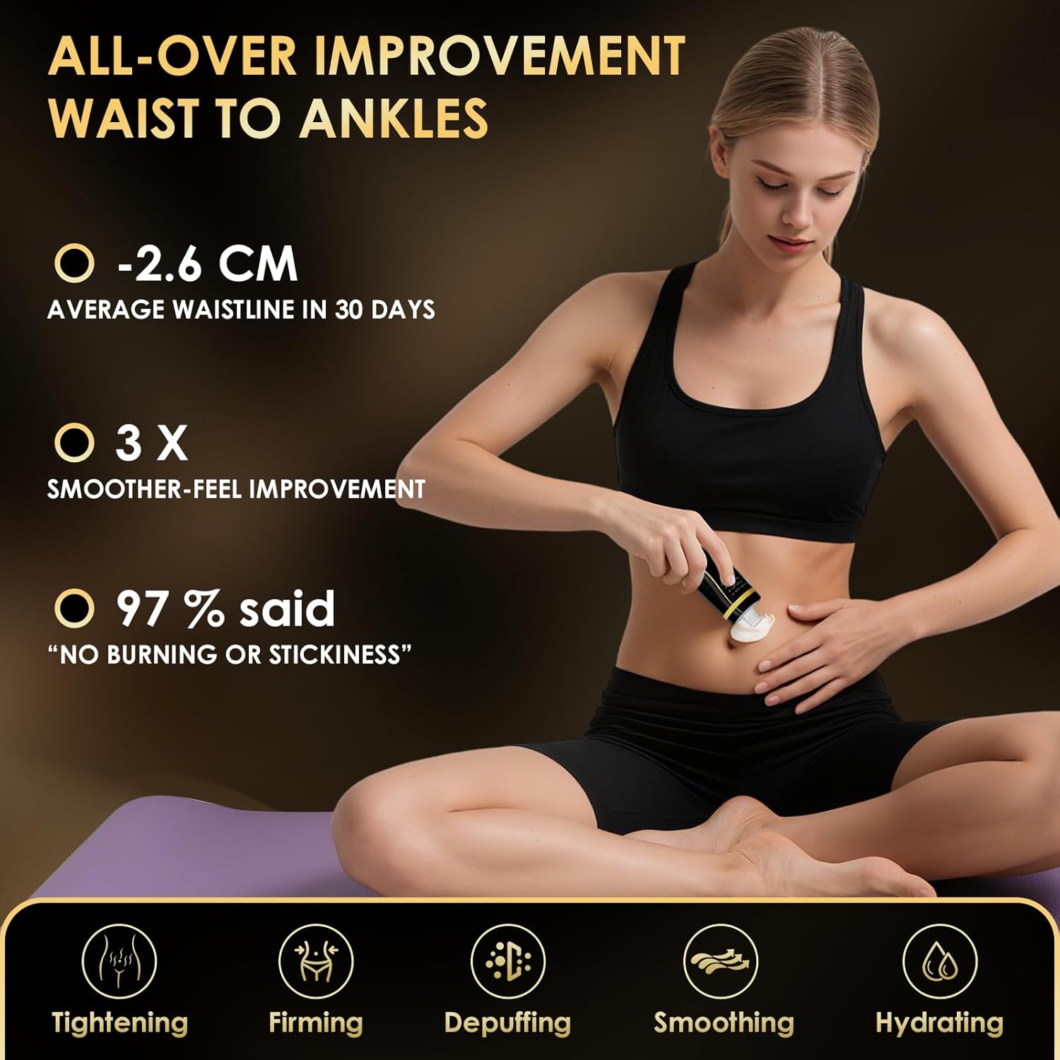 B Flat Belly Firming Cream - Premium Skin Tightening Cream for Stomach，Thighs & Butt， Skin Smoothing Moisturizer for Women and men, 4.22 fl oz-Velvo Beauty