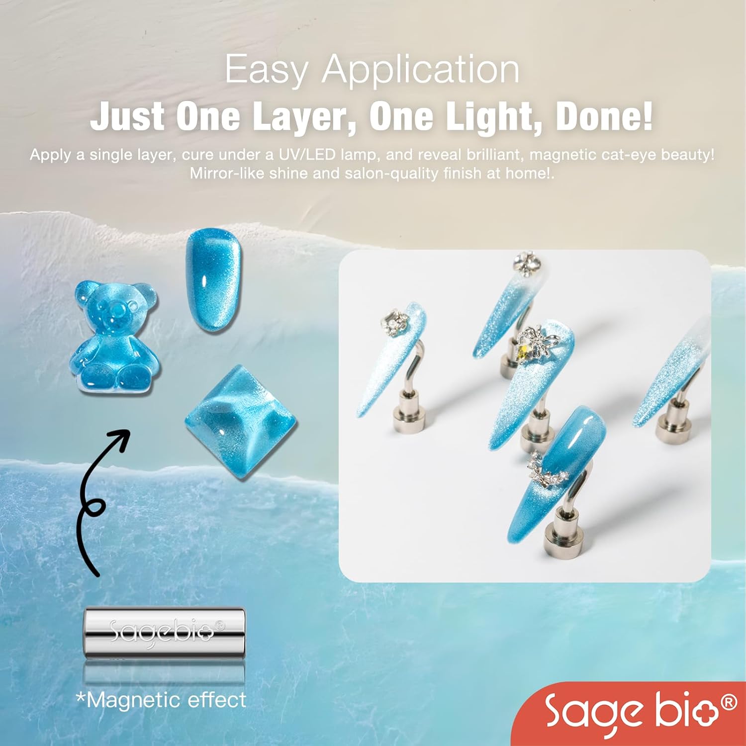 Multifunctional Cat Eye Gel Nail Polish, No Base or Top Coat Required, 15ml, Lasts Up to 4 Weeks, UV/LED Cured, Easy Application, R64-Velvo Beauty