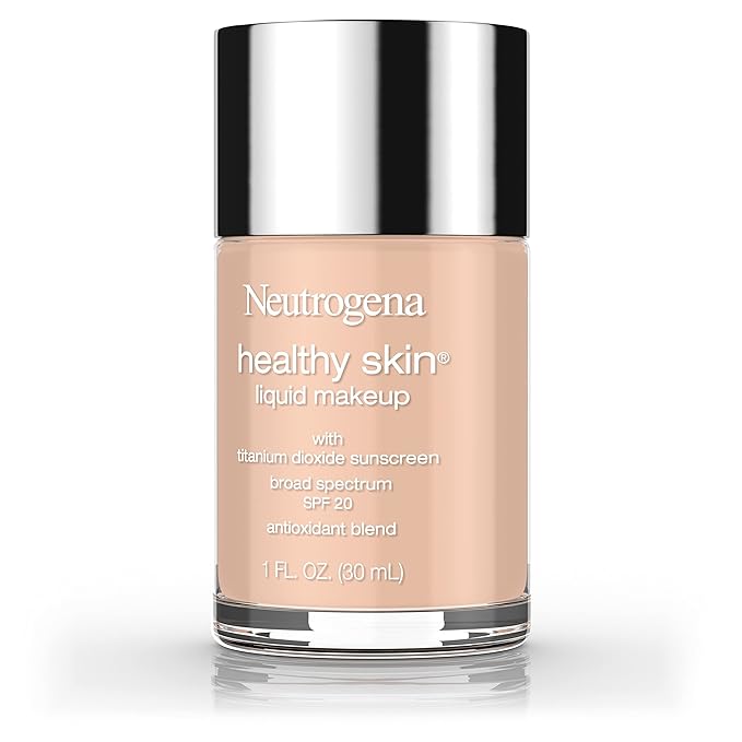 Neutrogena Healthy Skin Liquid Makeup Foundation, Broad Spectrum SPF 20 Sunscreen, Lightweight & Flawless Coverage Foundation with Antioxidant Vitamin E & Feverfew, Medium Beige, 1 fl. oz (Pack of 2)-Velvo Beauty