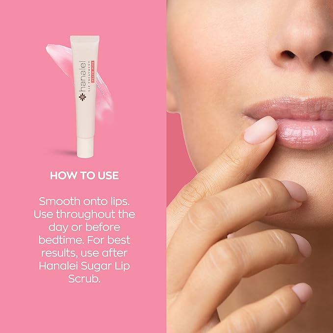 Hanalei Lip Treatment for Dry, Chapped Lips – Intensive Overnight Moisturizer with Kukui Oil, Shea Butter & Grapeseed Oil – Hydrating Balm for Healing Cracks – Peach Pink Tint, 15g – Cruelty-Free-Velvo Beauty