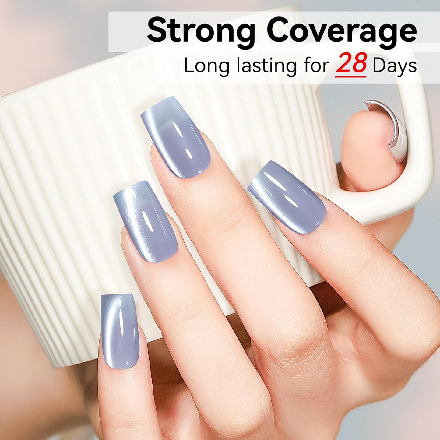 Cat Eye Gel Nail Polish Blue, Magnetic Cateye Gel Polish Sheer Blue Glitter Holographic With Magnet for Nail Salon DIY At Home-Velvo Beauty