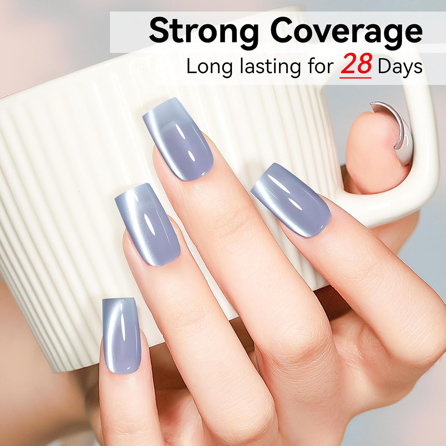 Cat Eye Gel Nail Polish Blue, Magnetic Cateye Gel Polish Sheer Blue Glitter Holographic With Magnet for Nail Salon DIY At Home-Velvo Beauty