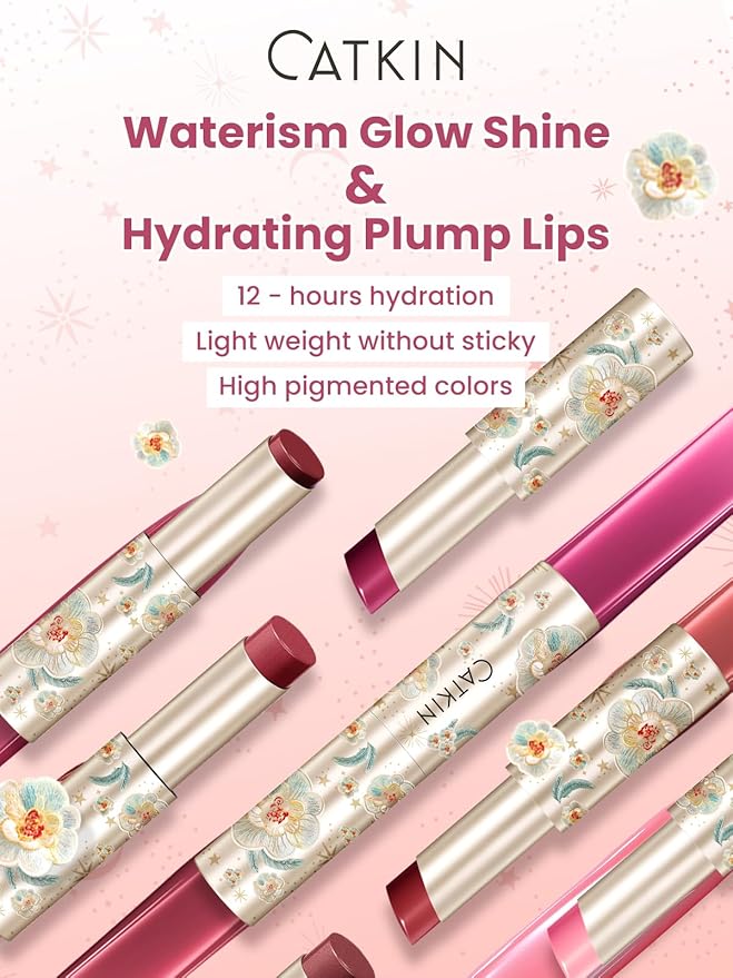 CATKIN Glossy Lip Balm Ultra Hydating Glow Lip Tinted Jelly Plump Melting Balm Shea Butter Repair Soothing For Dry Lips Dewy Finished 0.12 oz 2pcs Set 01-Velvo Beauty