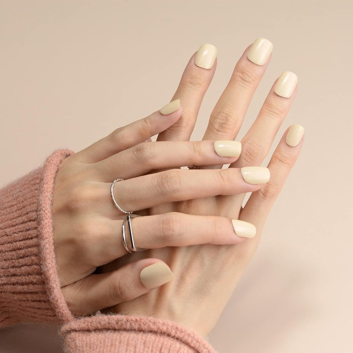 Nail Polish Strips, 32PCS Salon Quality Wraps, Long Lasting Gel Nail Stickers for Women Easy Apply& Remove (Nude Light Beige)-Velvo Beauty