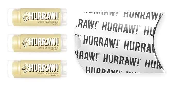 Hurraw! Vanilla Bean Lip Balm, 3 Pack: Organic, Certified Vegan, Cruelty and Gluten Free. Non-GMO, 100% Natural Ingredients. Bee, Shea, Soy and Palm Free. Made in USA-Velvo Beauty